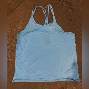 Nike Women's Light Blue Tank Top with White Logo